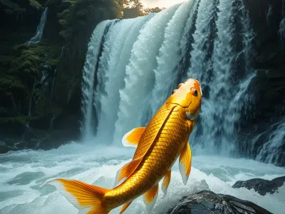 Koi ascending waterfalls Myth Meaning & Symbolism