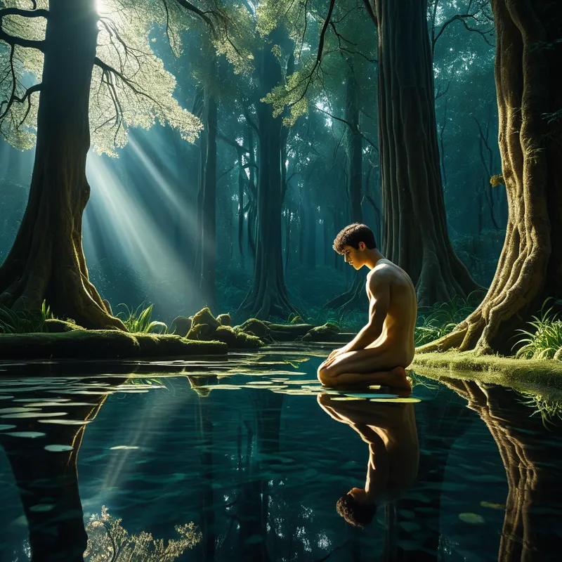 Narcissus gazing at his reflec Myth Meaning & Symbolism