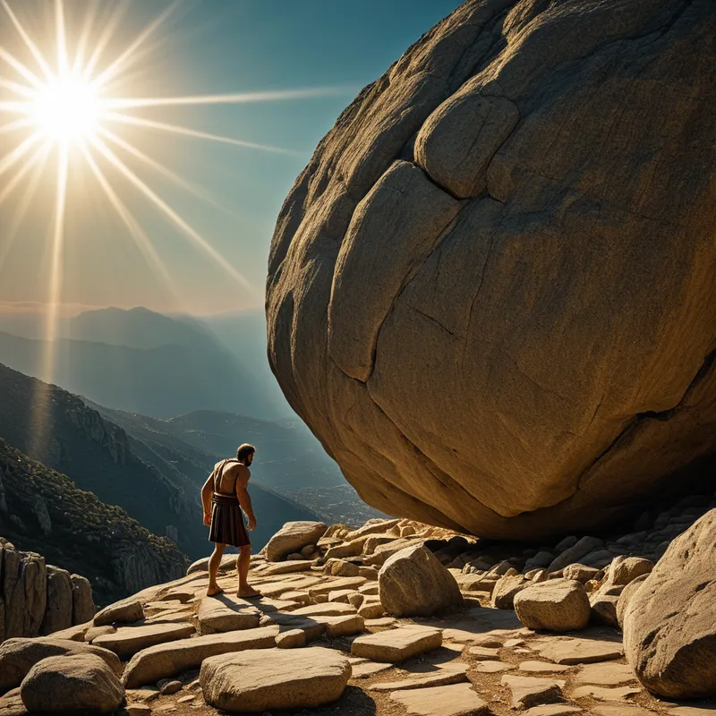 Sisyphus eternally rolling his Myth Meaning & Symbolism