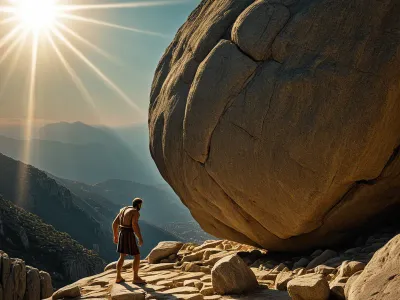 Sisyphus eternally rolling his Myth Meaning & Symbolism