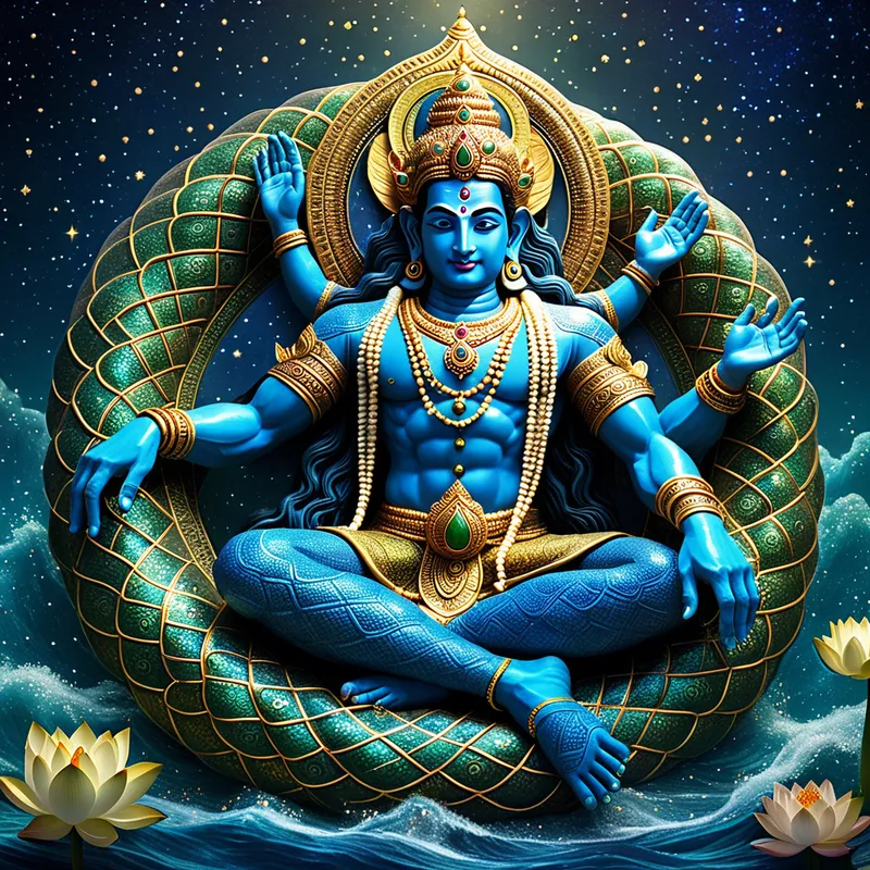 Vishnu on Shesha Myth Meaning & Symbolism