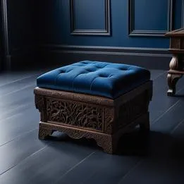 Carved Wooden Ottoman