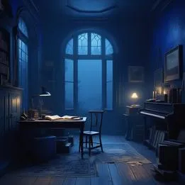 Dimly Lit Study