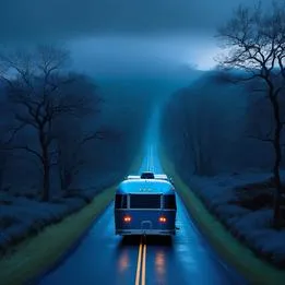 Dusk-lit Travel Trailer