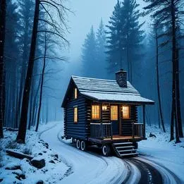 Rustic Log Cabin on Wheels